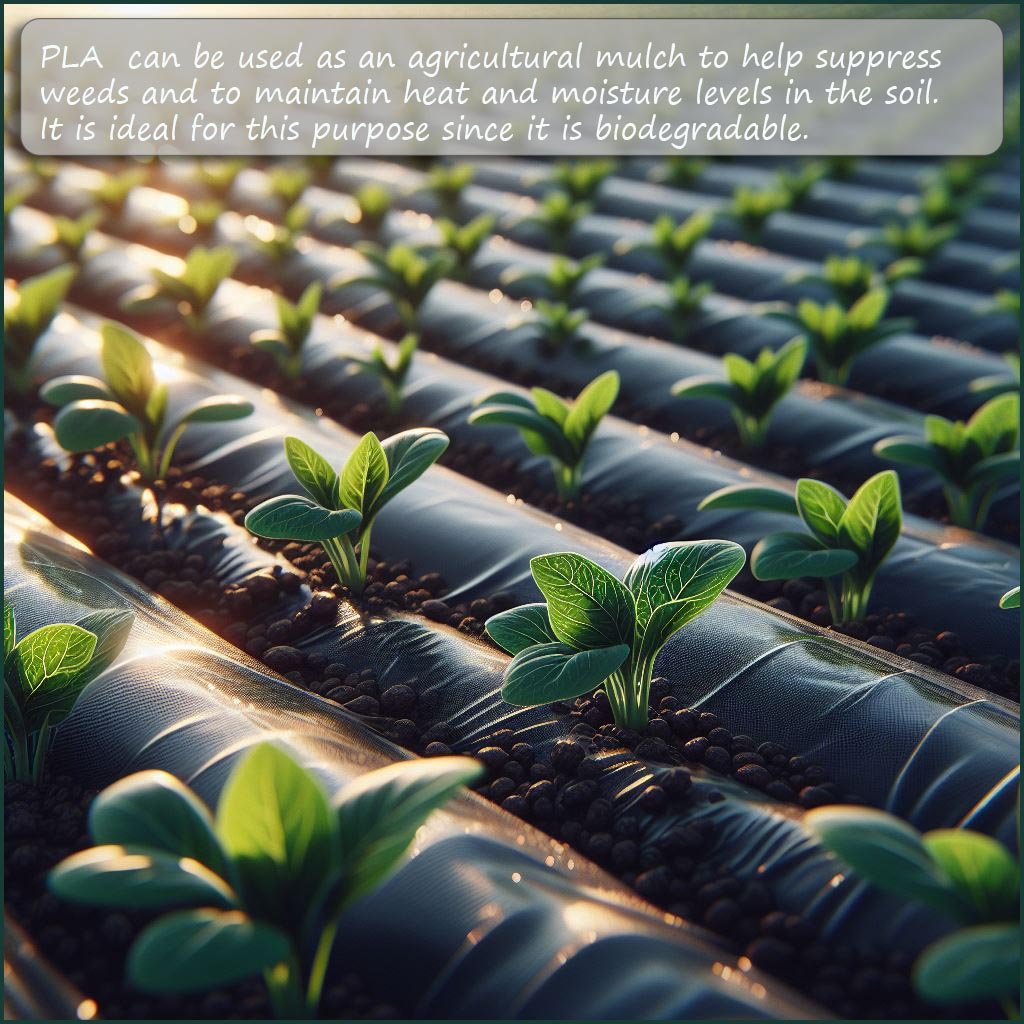 Use of poly(lactic acid) PLA as a mulch in the agricultural industry.